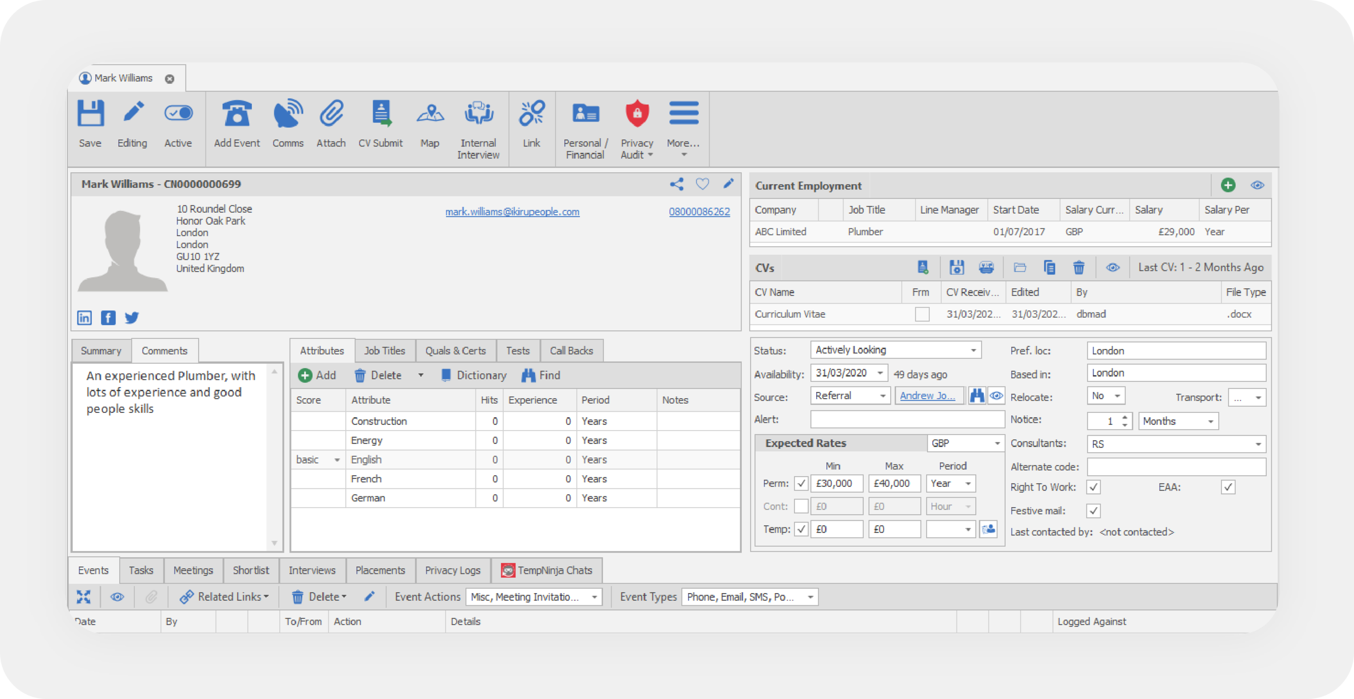 Industrial Temps CRM reporting dashboard
